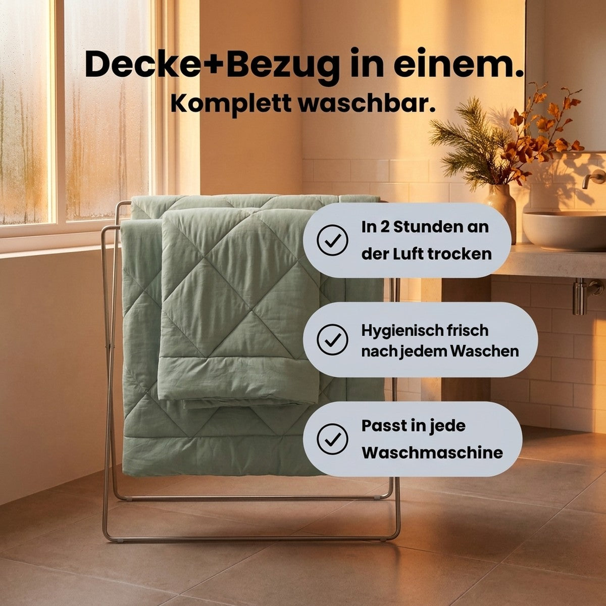 Decke und Bezug in einem - Komplett waschbar